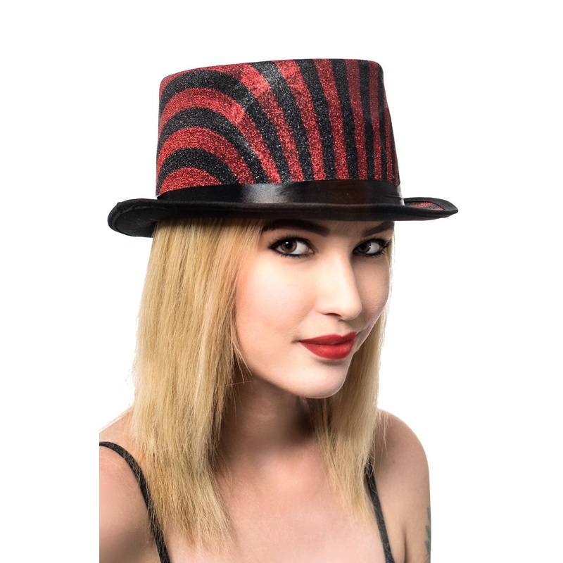 Lurex Black and Red Striped Cabaret Top Hat
