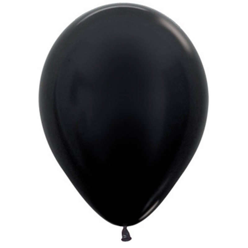 Metallic Black Single Small 12cm Air Fill Latex Balloon