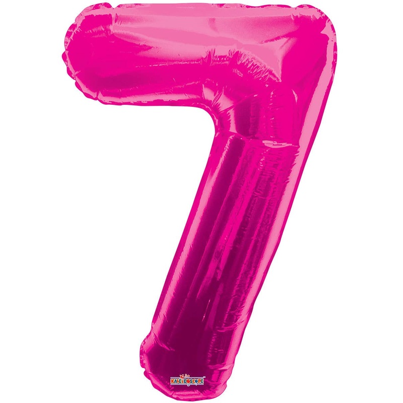 Metallic Magenta Pink 87cm Number 7 Foil Balloon
