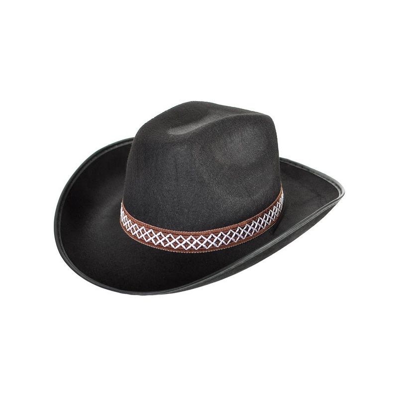 Outlaw Black Cowboy Hat with Brown Trim