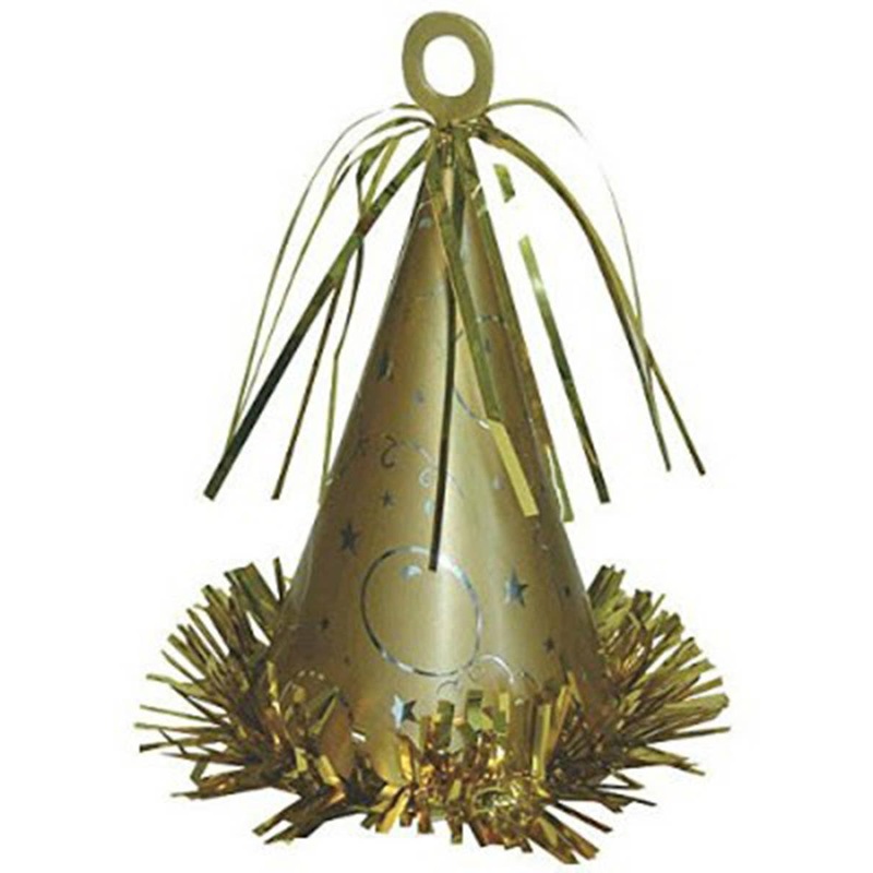 Party Hat Shaped Gold Balloon Weight