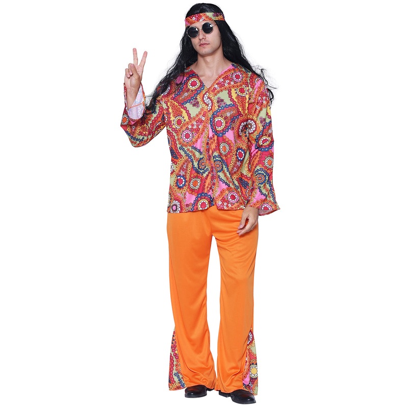 Rainbow Hippie Mens 1970s Costume