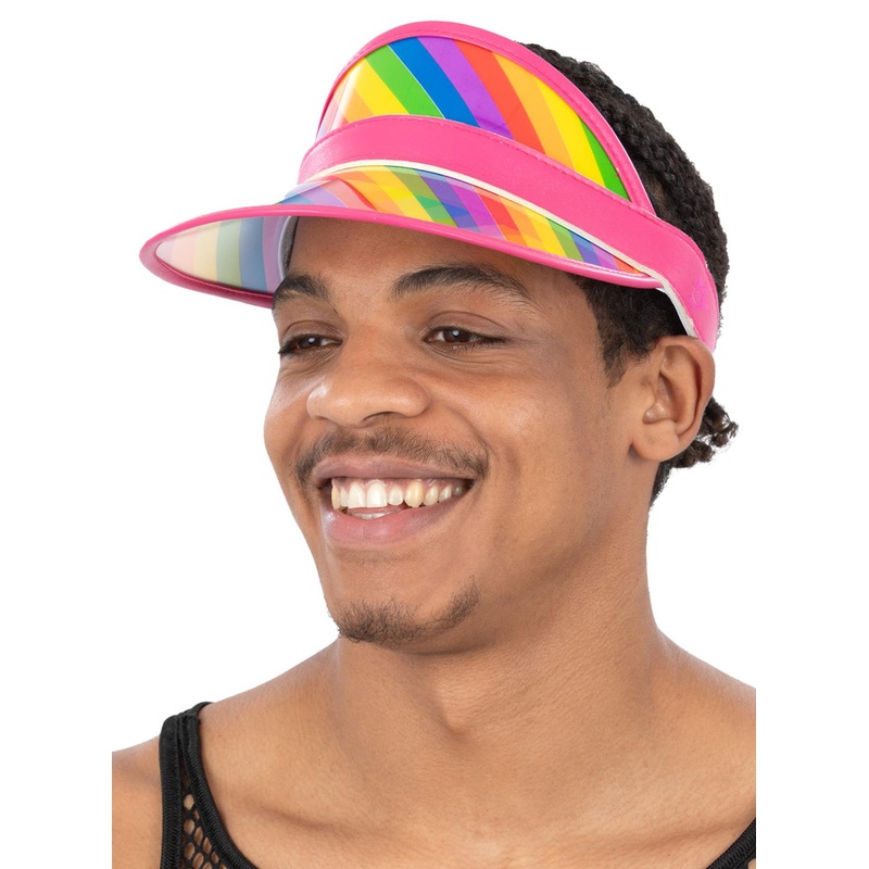 Rainbow Striped Adults 1980s Costume Visor