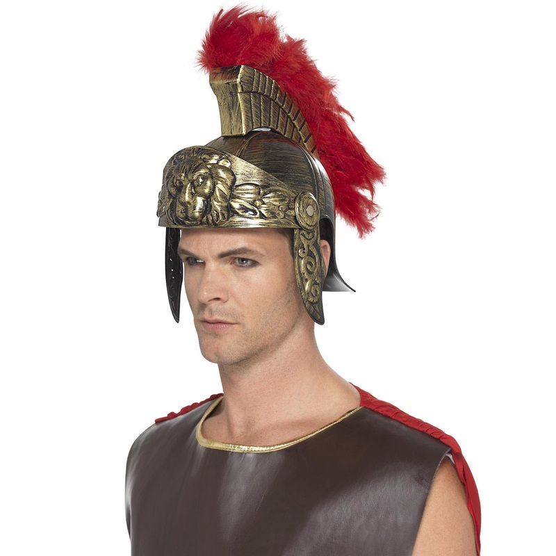 Roman Gladiator Mens Gold Costume Helmet