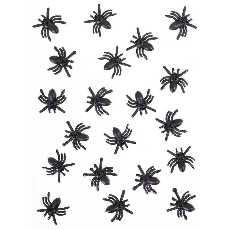 Set of Mini Black Plastic Spiders Halloween Decoration