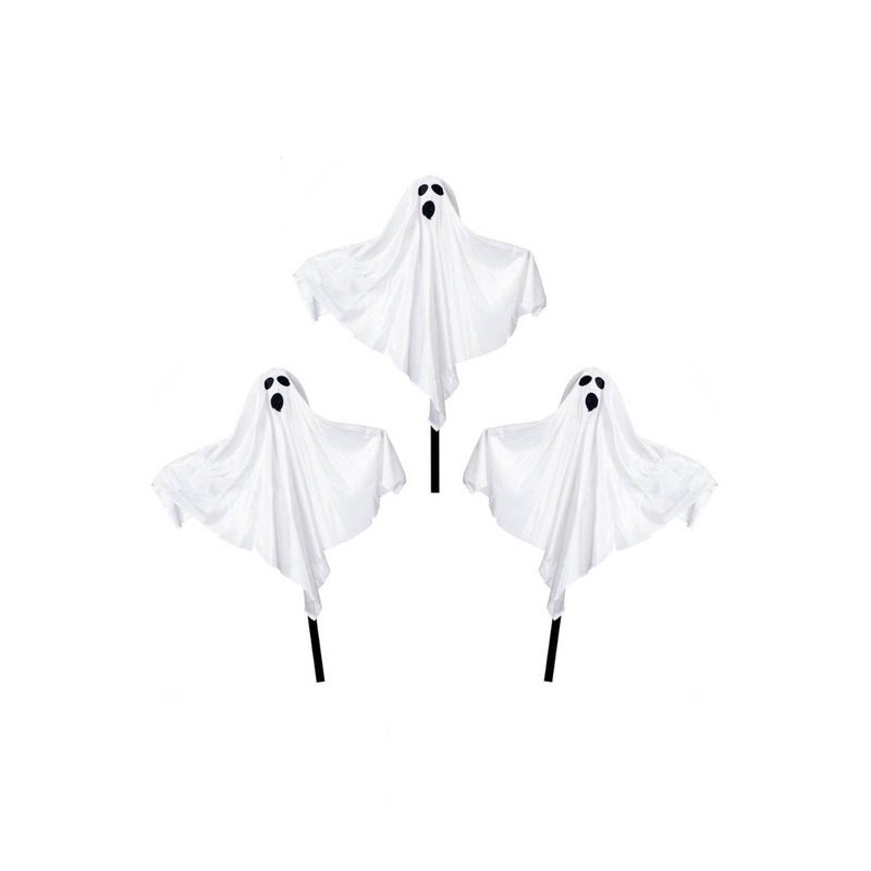 Spooky White Halloween Ghost Garden Stake Decorations