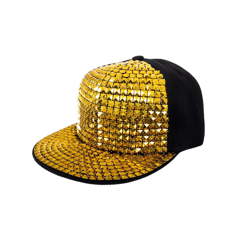 Studded Gold and Black Hip Hop Costume Hat