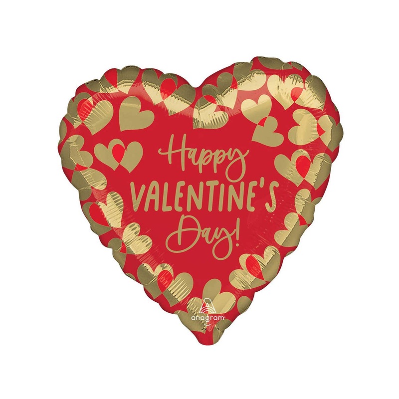 Valentines Day Heart Red And Gold 45cm Foil Balloon