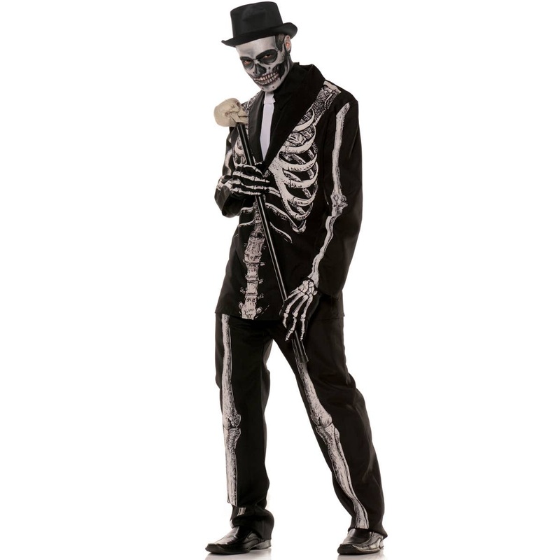 Bone Daddy Mens Plus Size Skeleton Suit Halloween Costume