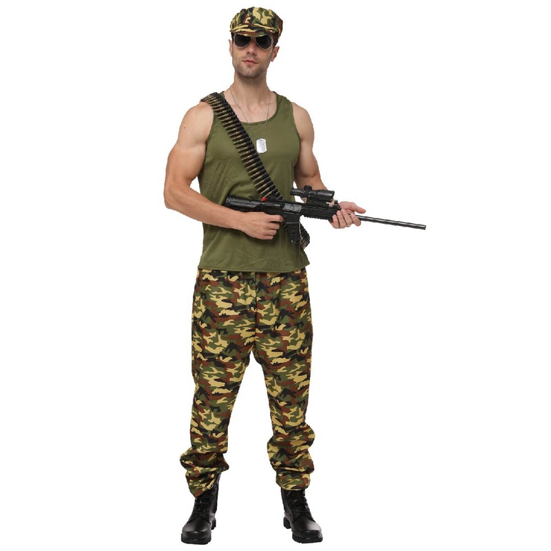 Camo Soldier Uniform Mens Army Costume