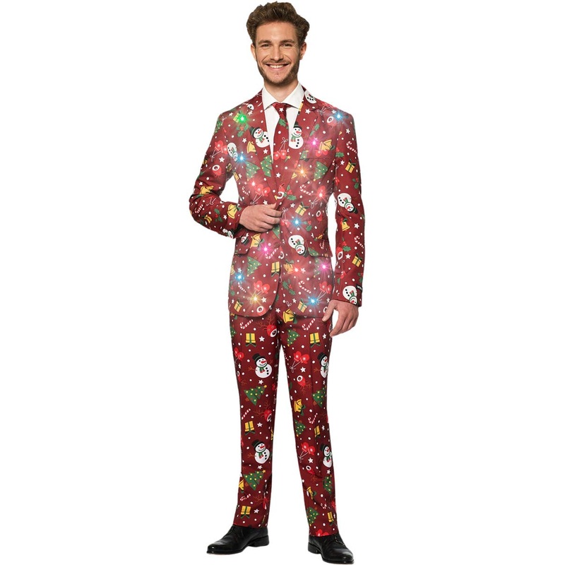 Christmas Icons Mens Red Light Up Costume Suit