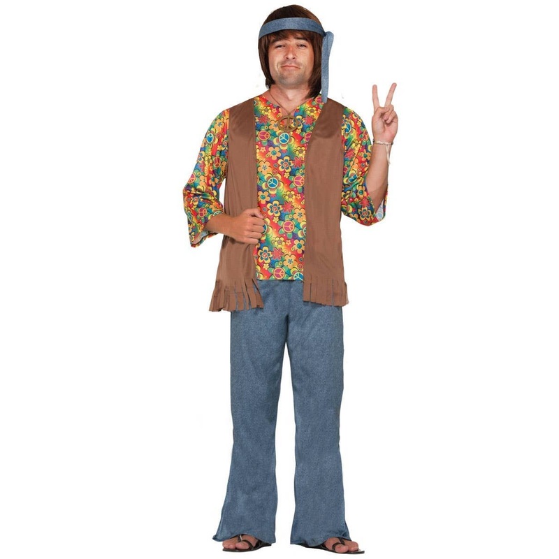 Classic Plus Size Hippie Dude Mens 70s Costume