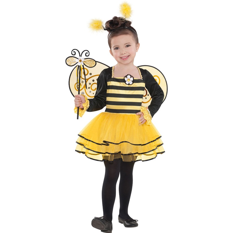 Cute Ballerina Yellow And Black Bee Girls Costume