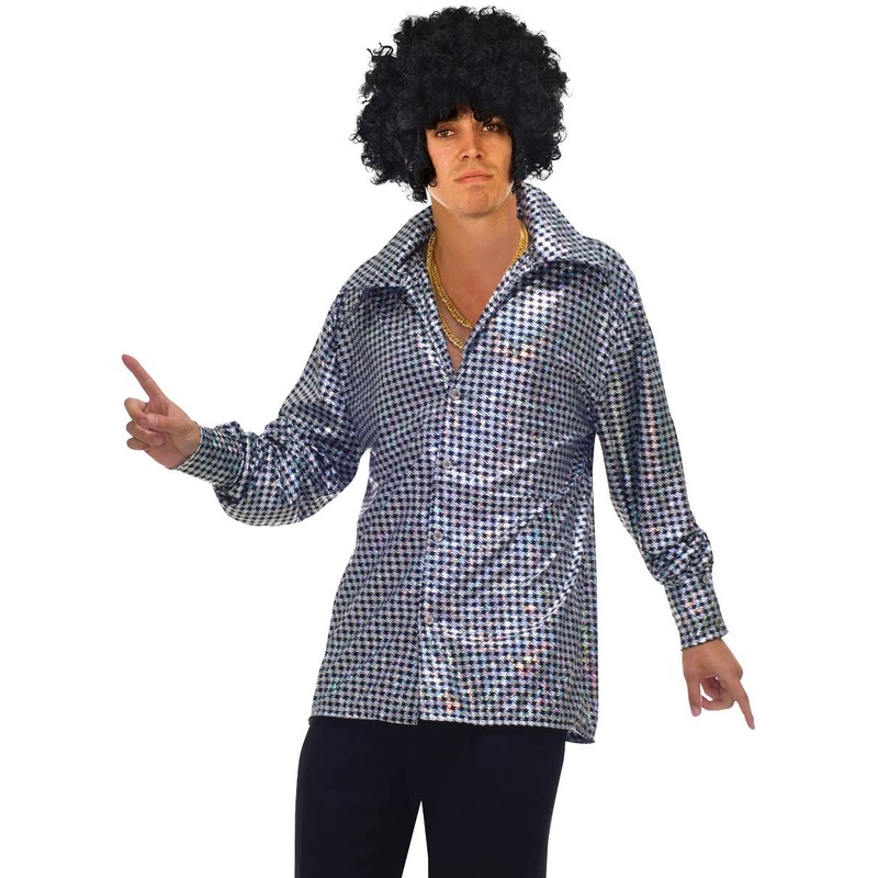 Hustling Hunk Mens Plus Size 70s Disco Costume Shirt