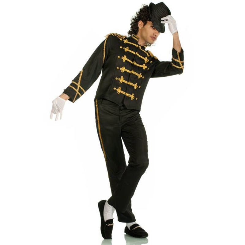 Jackson Mens Black and Gold Military Jacket Costume