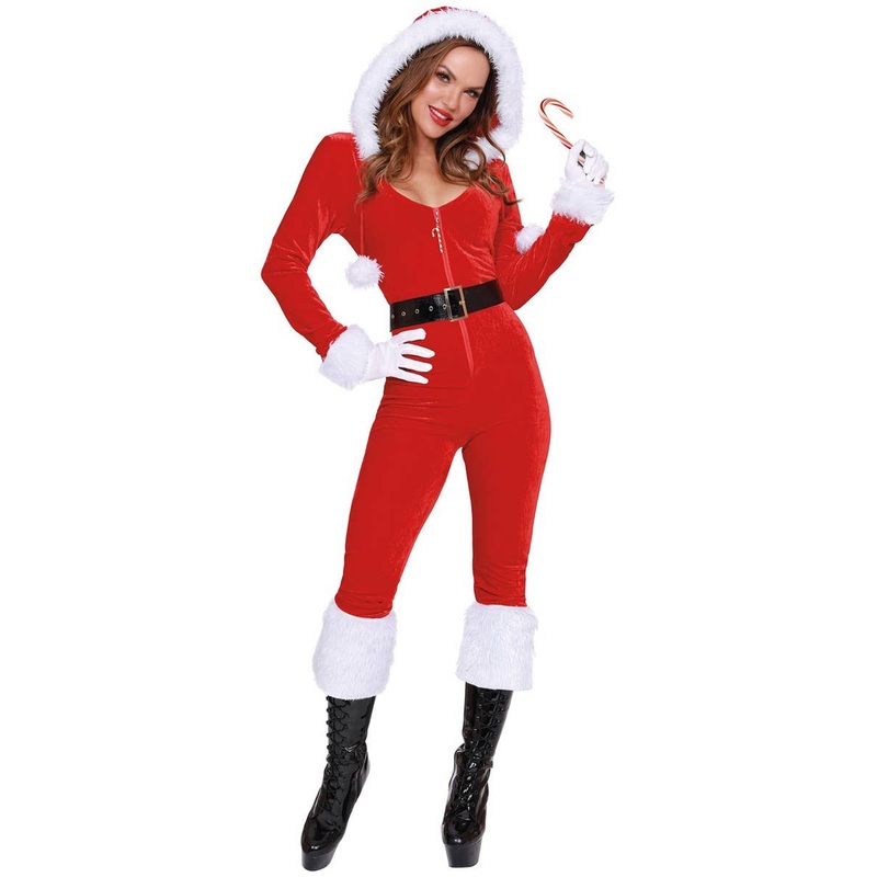 Ms Claus Womens Red and White Christmas Costume