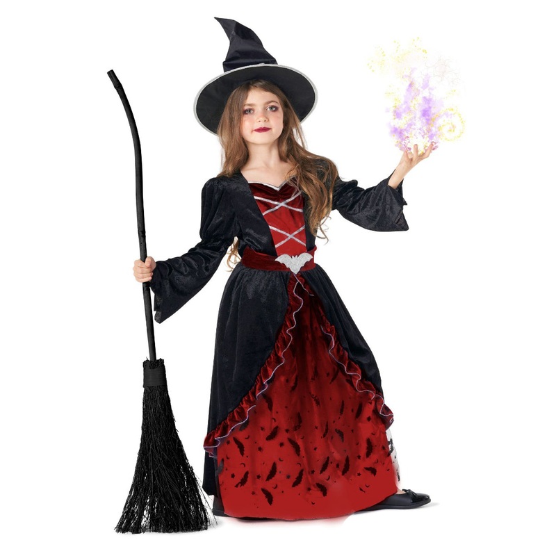 Mystical Teen Girls Red and Black Bat Witch Halloween Costume