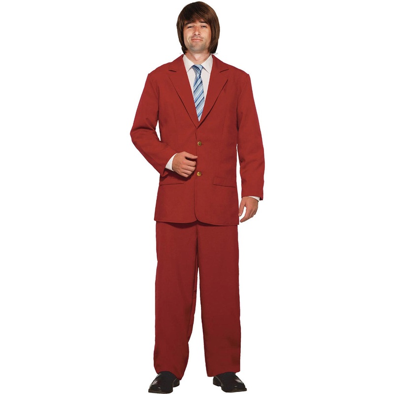 Newsreader Mens 70s Red Costume Suit