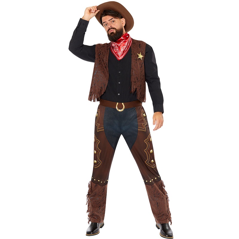 Outback Mens Brown Western Cowboy Costume