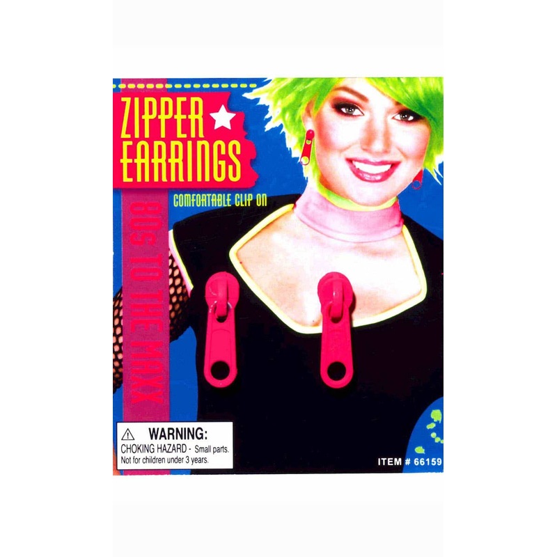 80s Clip On Fuchsia Pink Zipper Earrings