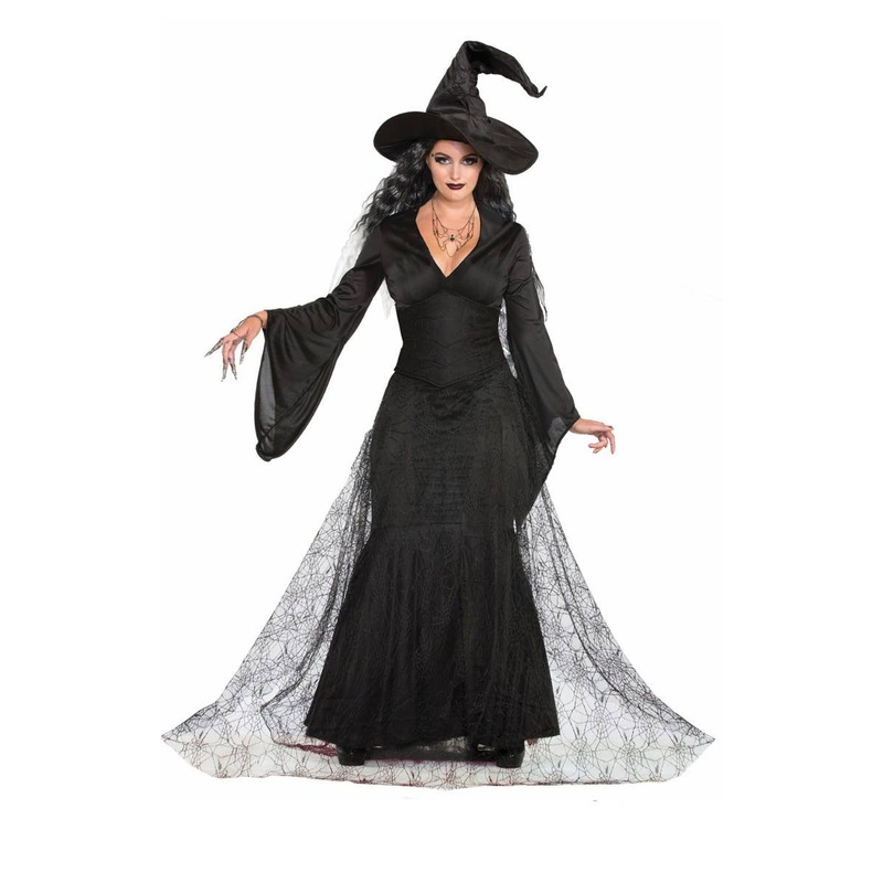 Black Mist Witch Womens Halloween Fancy Dress Costume