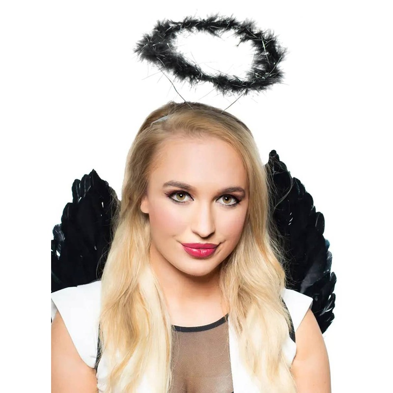 Dark Black Feather Angel Halo Costume Headband