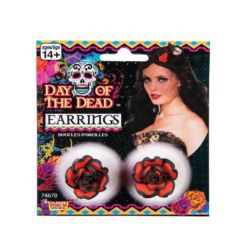 Day Of The Dead Red Rose Earrings