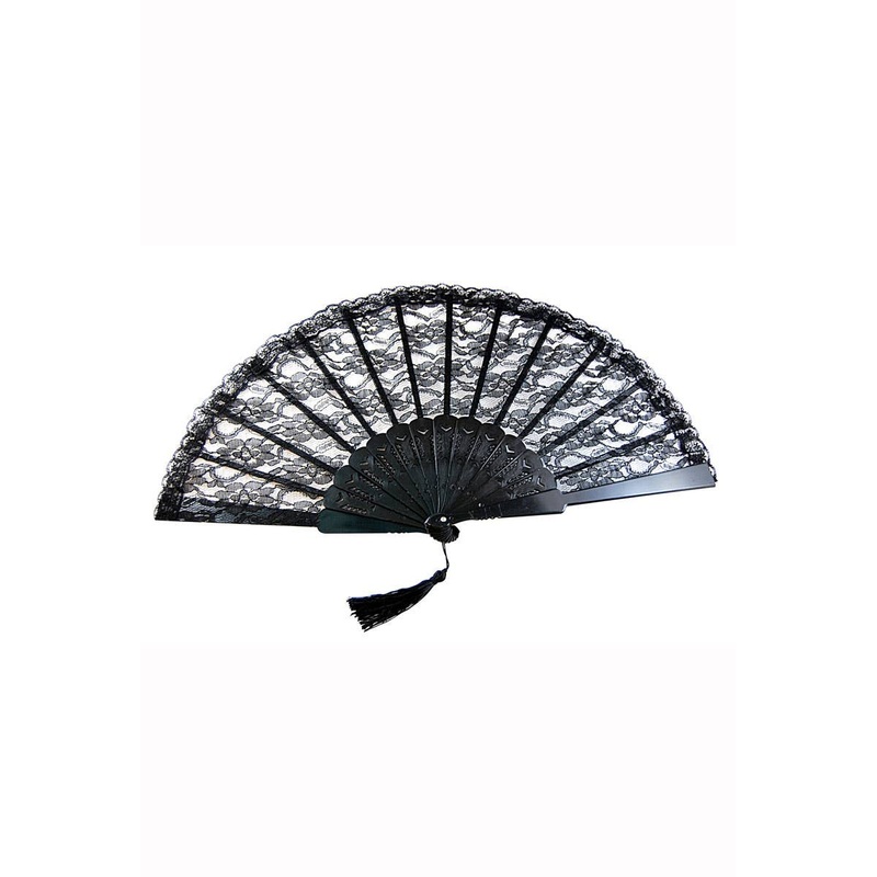 Elegant Black Lace Fan with Tassel