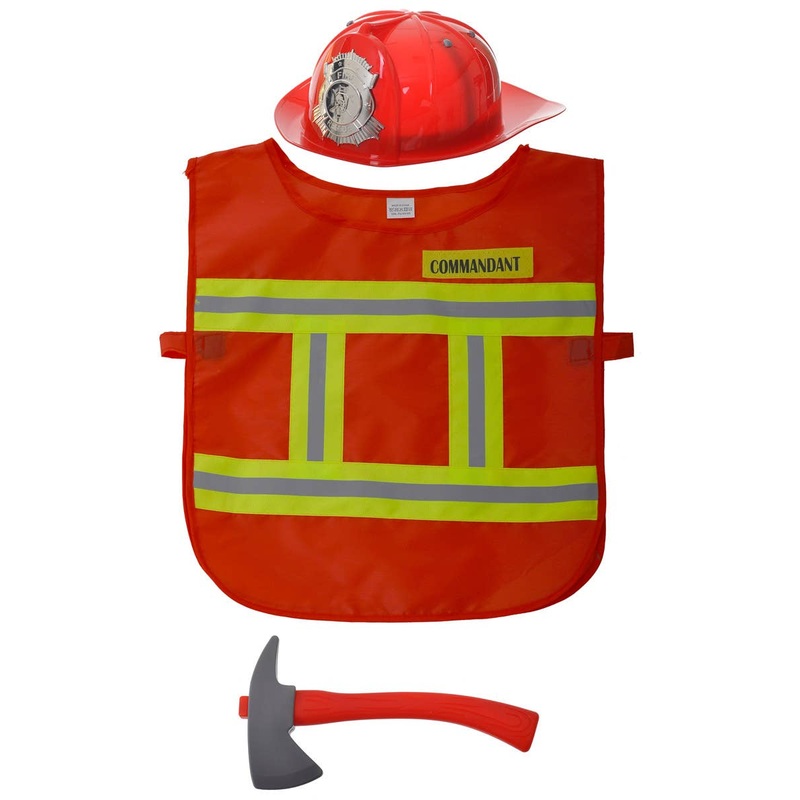 Fireman Commandant Kids Vest and Hat Accessory Set
