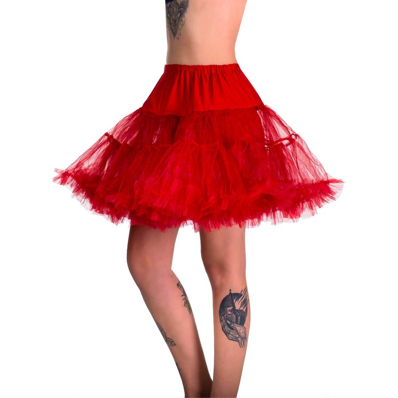 Fluffy Deep Red Plus Size Thigh Length Costume Petticoat