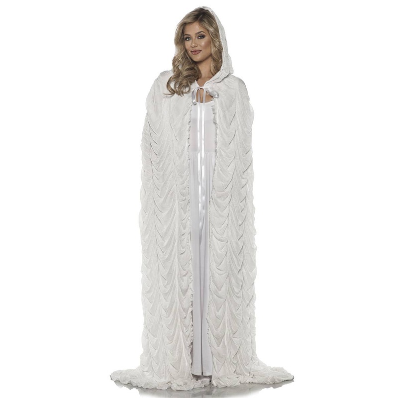 Full Length Hooded White Halloween Costume Cape