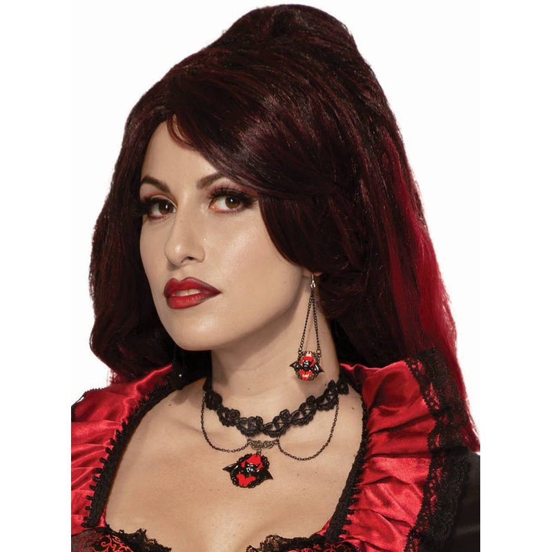 Gothic Red and Black Bat Halloween Choker Necklace