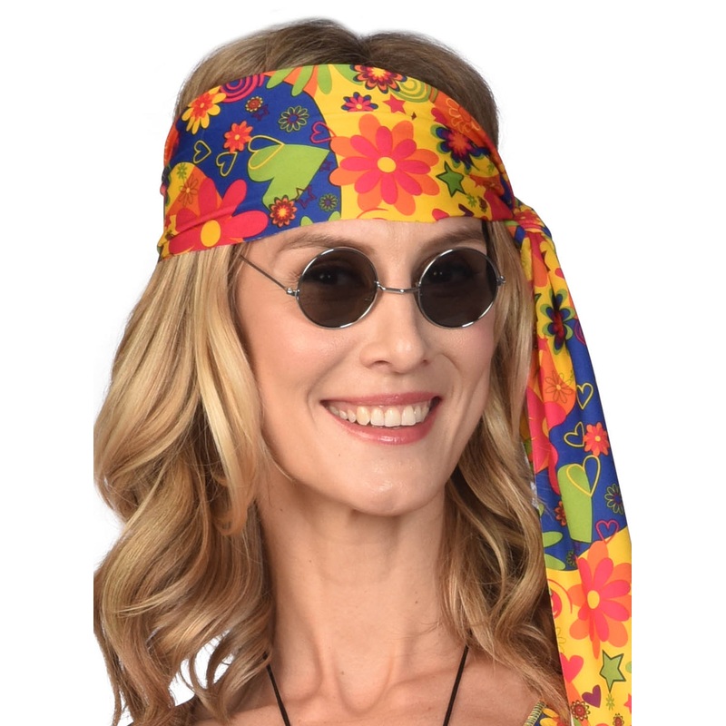 Groovy Adults Black Lens 1960s Hippie Glasses