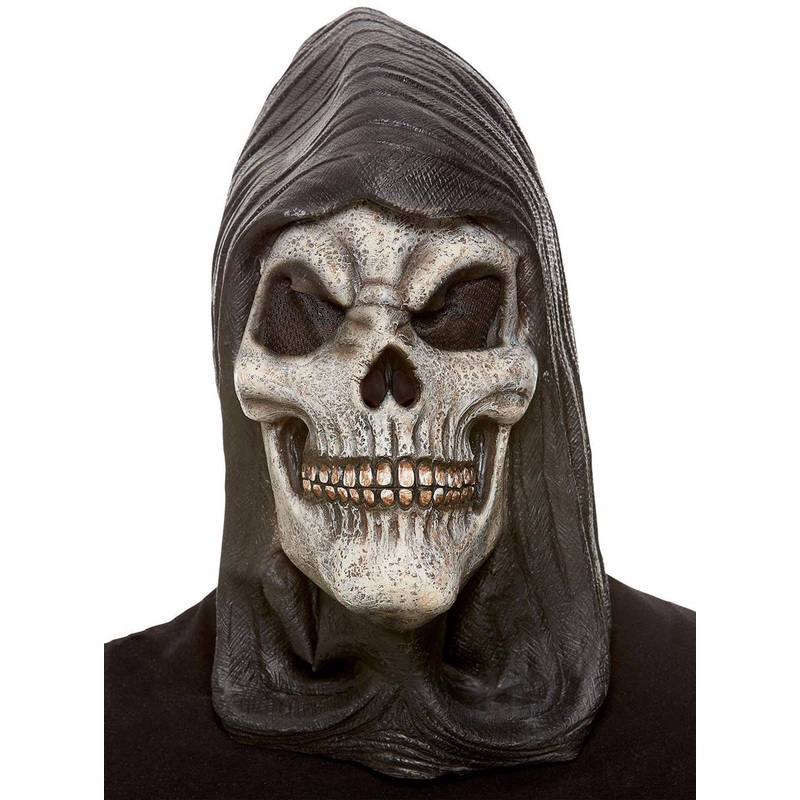 Hooded Grim Skeleton Halloween Latex Costume Mask