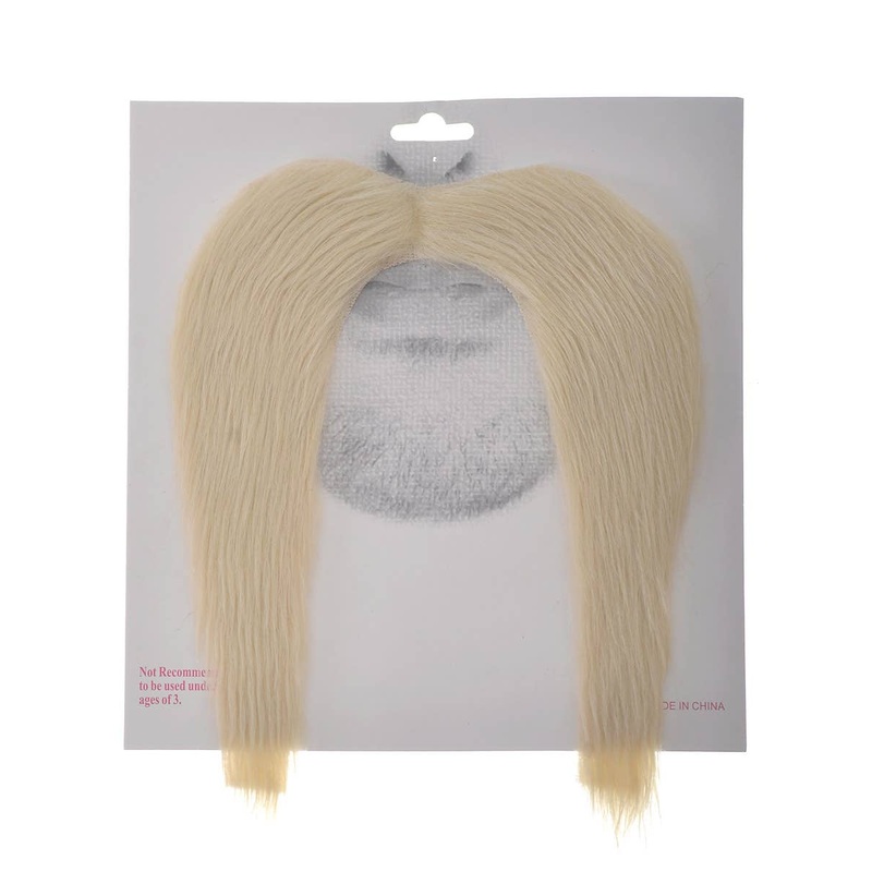Long Blonde Stick-On Handlebar Costume Moustache
