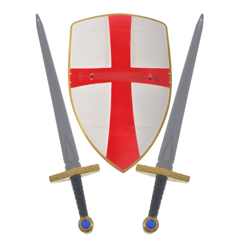 Medieval Crusader Shield and Swords Weapon Accessory Set