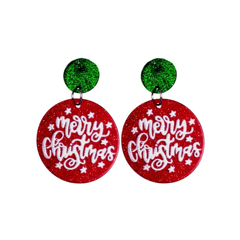 Merry Christmas Red and Green Glitter Festive Earrings
