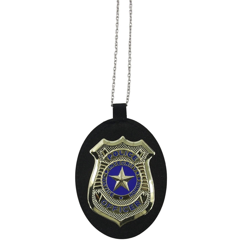 Police Officer Costume Badge On Necklace
