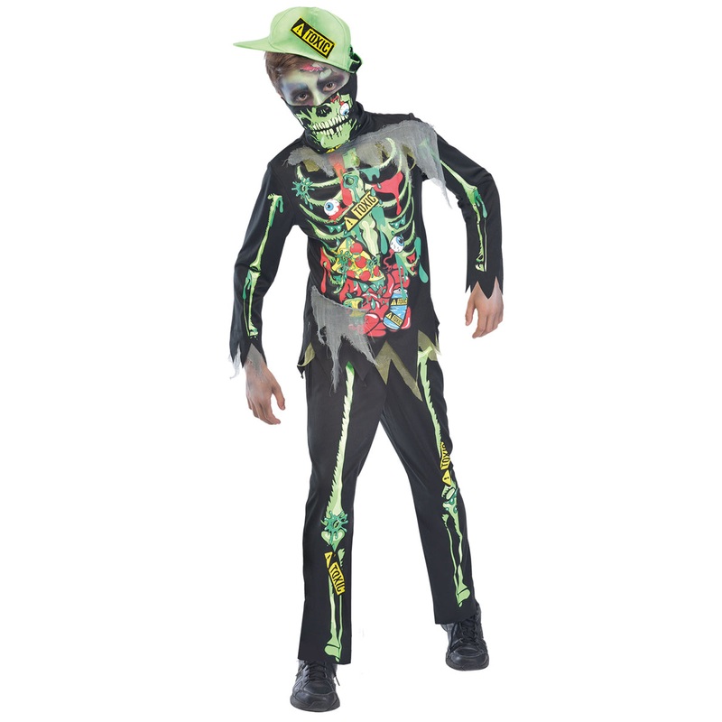 Radioactive Glow In The Dark Zombie Skeleton Boys Halloween Costume