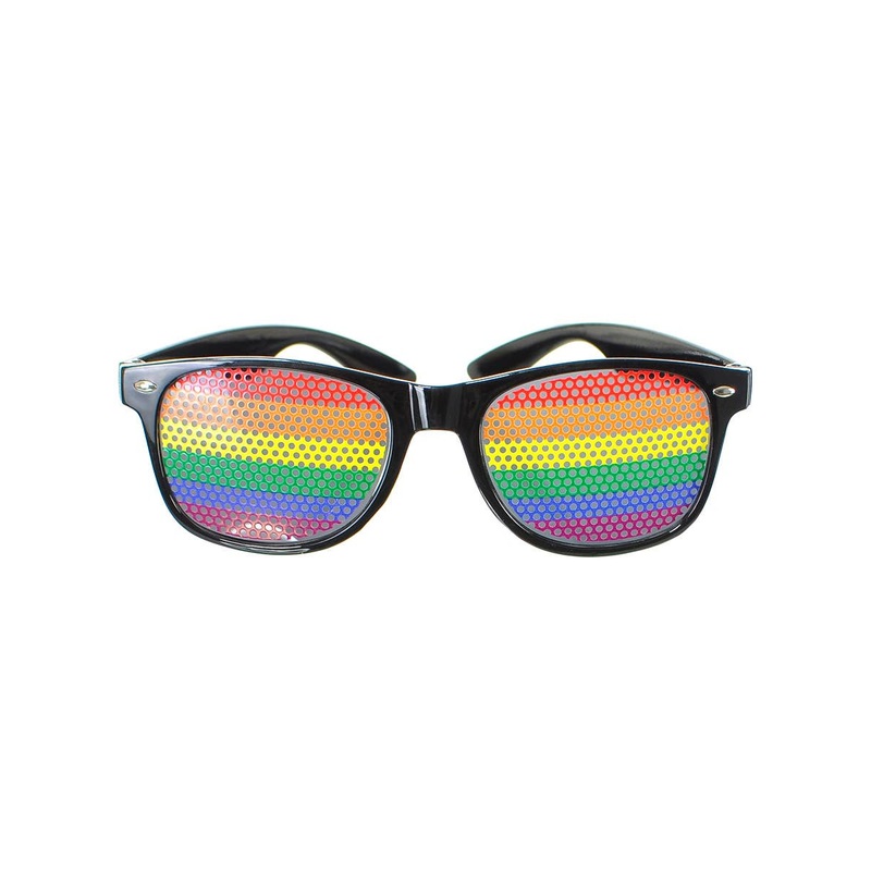Rainbow Mesh Black Framed Costume Glasses