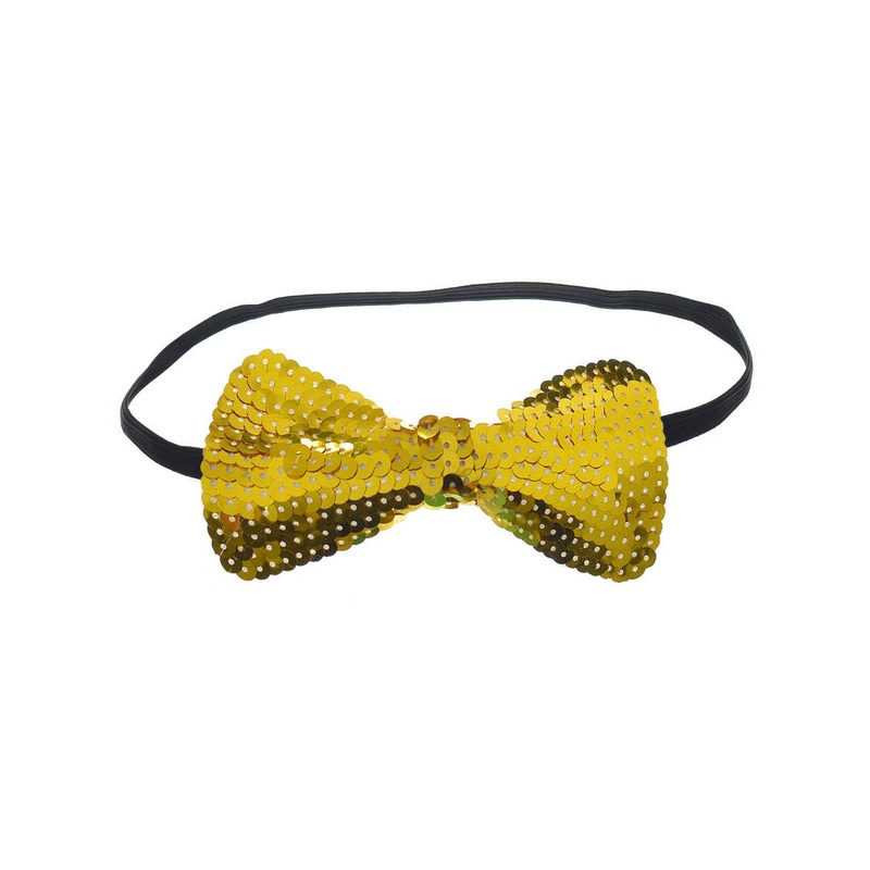 Sequinned Gold Bow Tie Costume Accessory