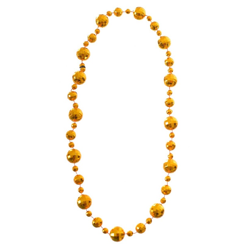 Shiny Gold 1970s Disco Ball Costume Necklace