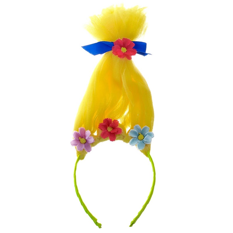Smidge Troll Yellow Hair and Flowers Girls Costume Headband