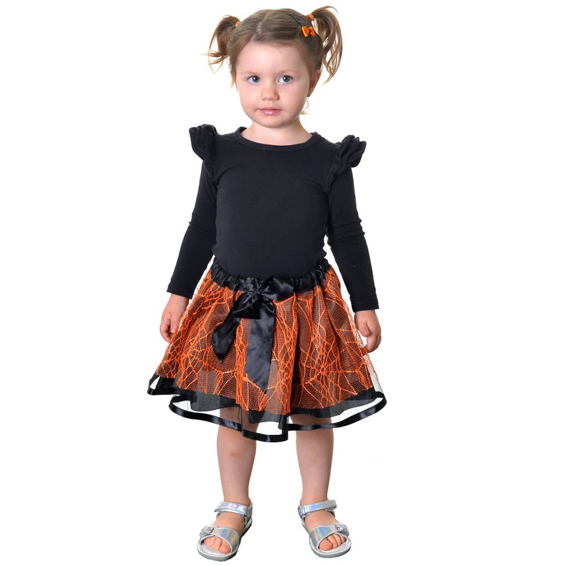 Spiderweb Kids Toddler Tutu Skirt in Orange and Black
