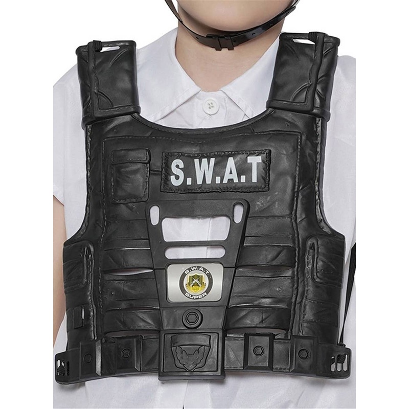 SWAT Kids Black Hard Plastic Toy Vest