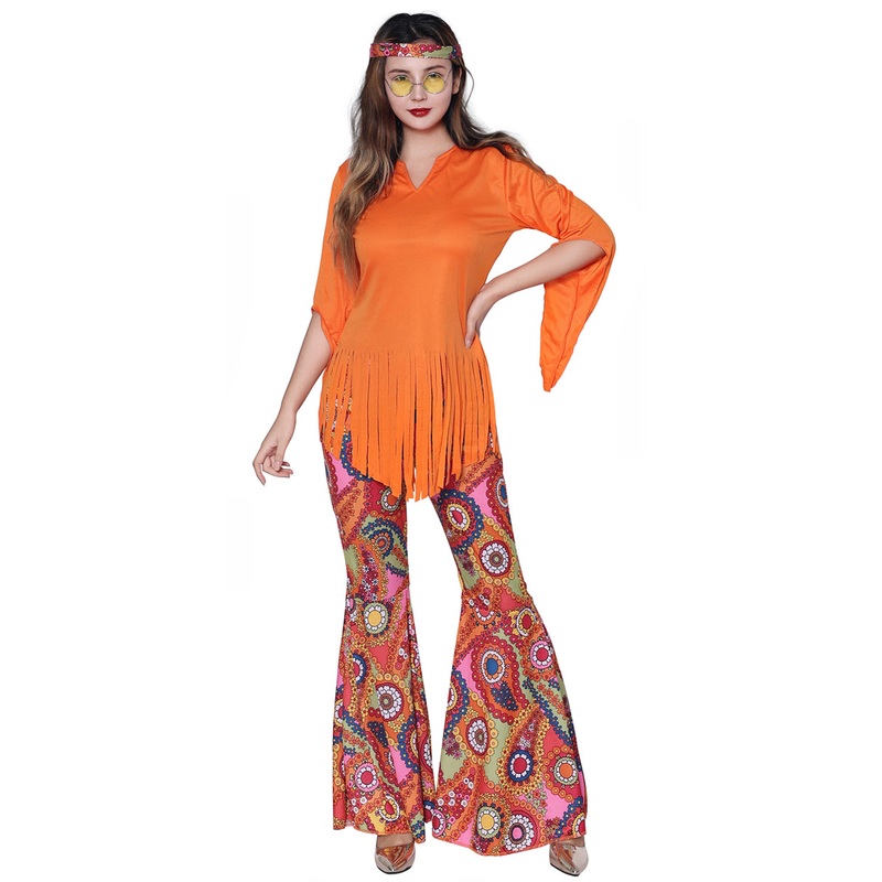 Vibrant Rainbow Womens 70s Hippie Costume