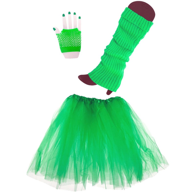 1980s Layered Womens Green Tutu Costume Accessory Set
