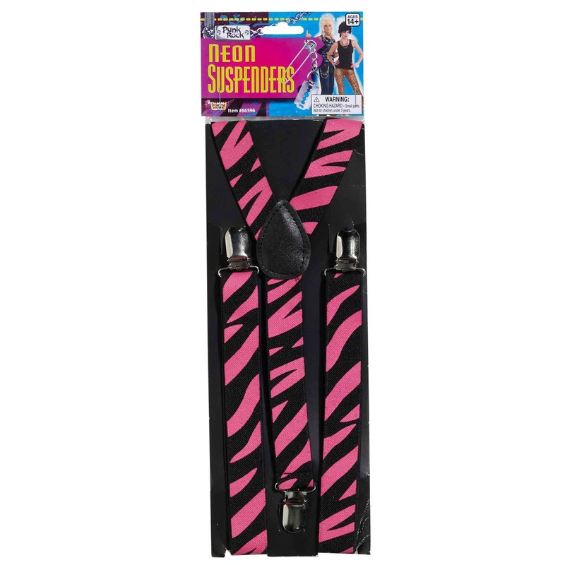 1980s Punk Rock Pink and Black Suspenders
