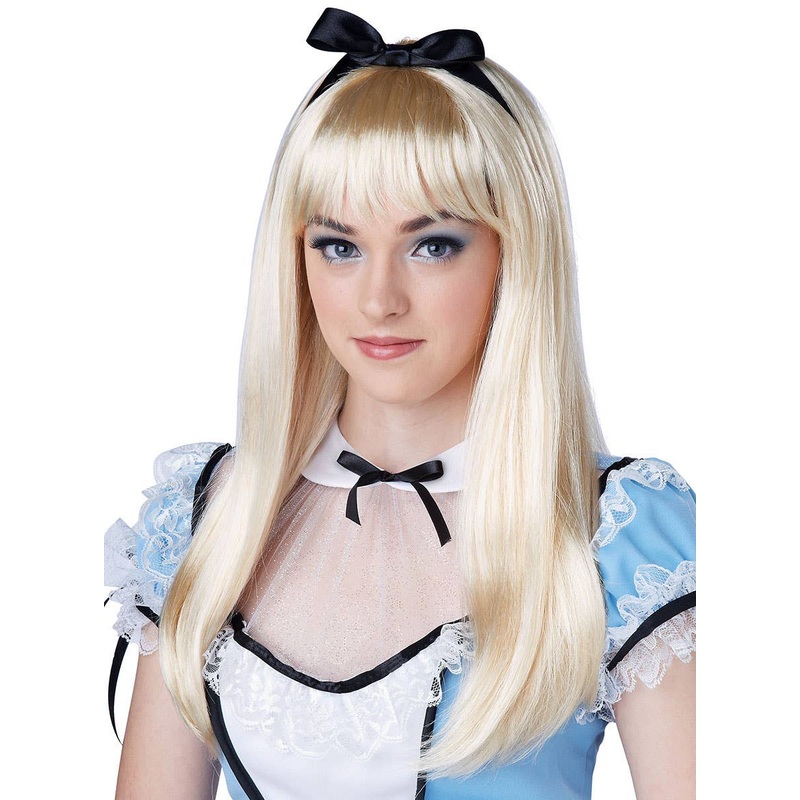 Alice in Wonderland Long Blonde Womens Costume Wig