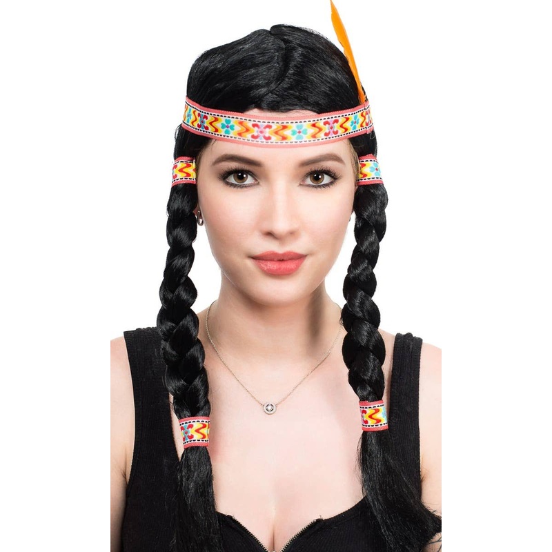 American Indian Princess Womens Black Costume Wig
